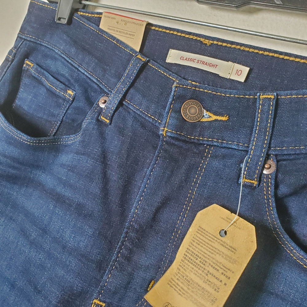 Levi's Classic Straight Leg Jeans Womens 10 Dark Wash Mid Rise Stellar Stretch‎ - Picture 12 of 13